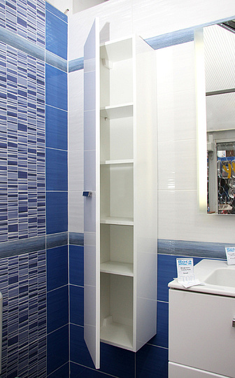 Roca Victoria Nord Шкаф-пенал 30х150h см, подвесной, с 1ой дверцей, цвет: белый глянцевый ZRU9000026