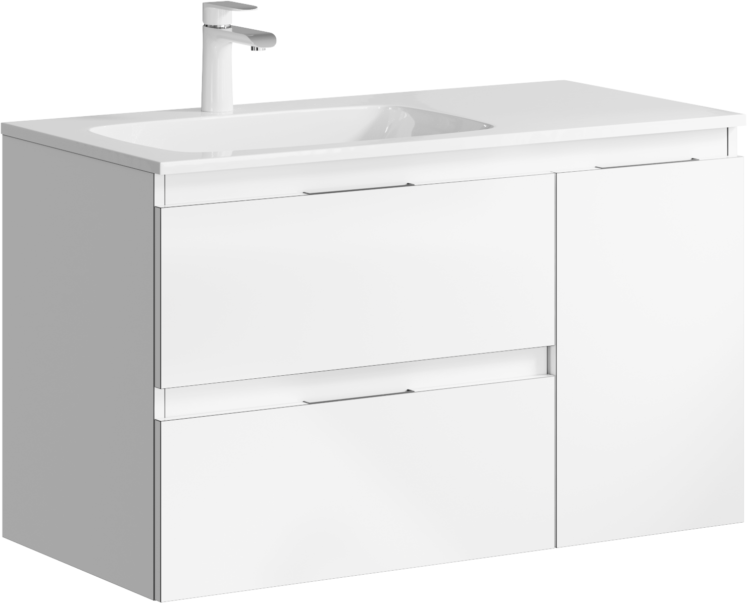 Aqwella Accent Подвесная тумба 90 см, левая, цвет: белый ACC0109LW