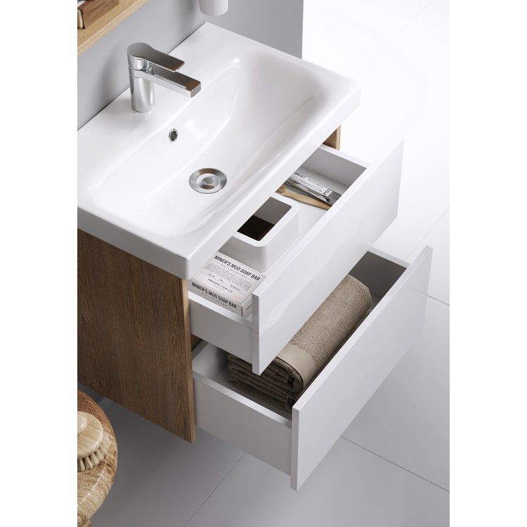 Aqwella City Подвесная тумба 60 см, с двумя ящиками, цвет: дуб балтийский CI0106DB