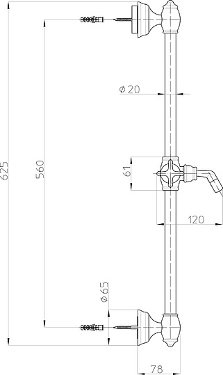 Bossini Charleston Душевая штанга 62,5 см, цвет: antique brass, bronze D03000.022