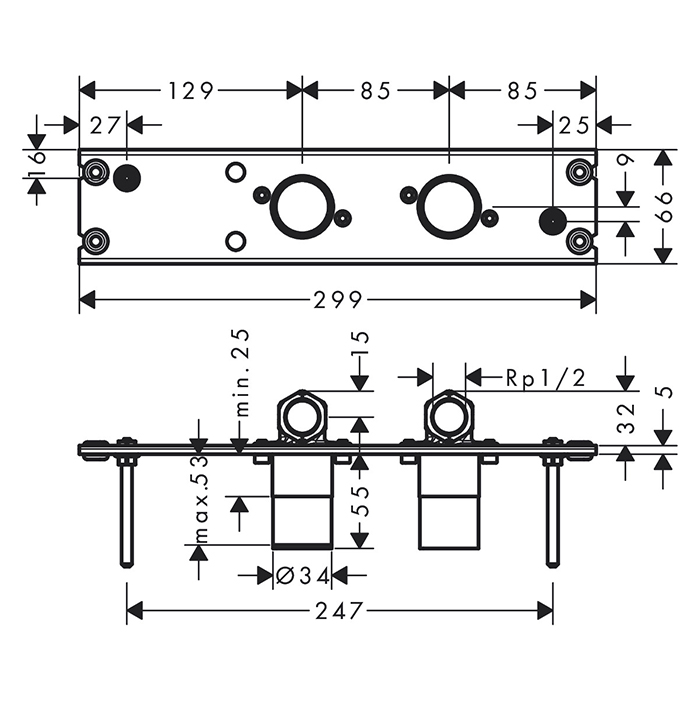 Hansgrohe Rainfinity Встраиваемая часть для душевой стойки Showerpipe 360 1jet 26840180