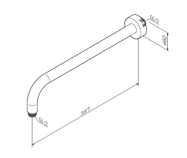 Am.Pm Кронштейн для верхнего душа, настенный 38,7 см, цвет: хром глянцевый F0500701