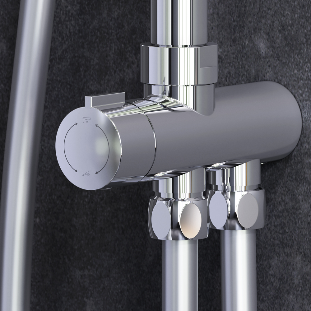 Am.Pm Gem Душевая стойка: верхний и ручной душ, шланг, без смесителя, цвет: хром глянцевый F0790000