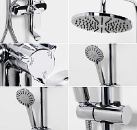 Wasserkraft Душевая стойка: смеситель, ручной душ 3 вида струи, шланг, верхний душ, цвет: хром A16601
