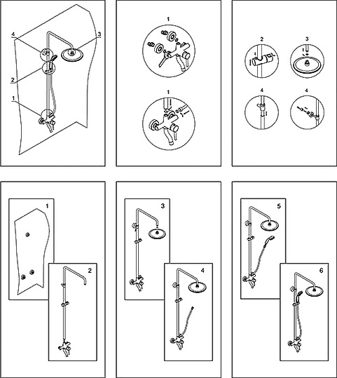 Wasserkraft Душевая стойка: смеситель, ручной душ 3 вида струи, шланг, верхний душ, цвет: хром A14401