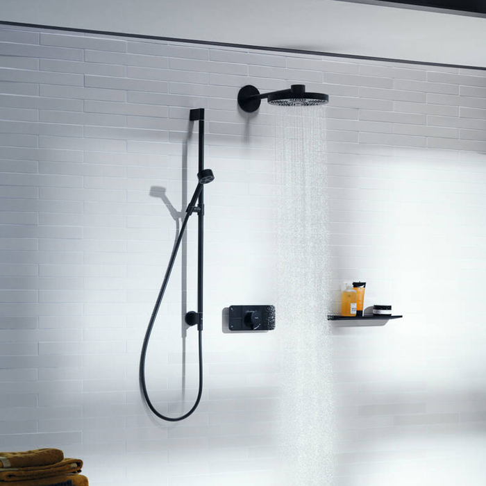 Axor One Душевой гарнитур: лейка 1 вид струи EcoSmart, штанга 96 см, шланг, цвет: матовый черный 48791670