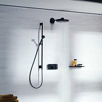 Axor One Душевой гарнитур: лейка 1 вид струи EcoSmart, штанга 96 см, шланг, цвет: матовый черный 48791670