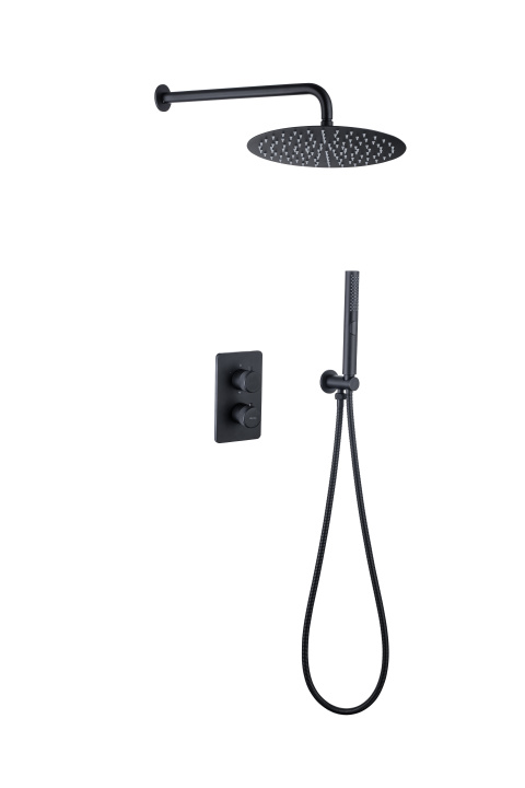 Allen Brau Priority Душевой комплект встраиваемый: термостат, верхний и ручной душ, цвет: черный мат 5.31013-31