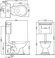 Kerasan Retro Бачок для унитаза подвесной низкий, без трубы и механизма, цвет: Bianco lucido 108201