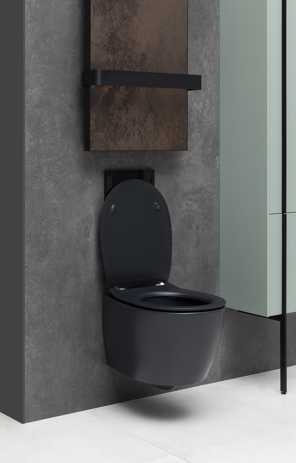 Allen Brau Fantasy Чаша подвесного унитаза 36,3x51 см каскадный смыв, цвет: черный матовый 4.11004.31