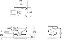 Allen Brau Liberty Чаша подвесного унитаза 36x50 см каскадный смыв, цвет: белый глянцевый 4.33004.20