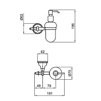 Webert Ottocento Дозатор для жидкого мыла, подвесной, стеклянная колба, цвет: золото AM500201010