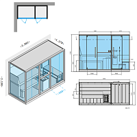 Effegibi Mid Сауна с хаммам и душем, угловая SX, 300x137xh220 см, отделка Soft Sand LO 70 01 0002