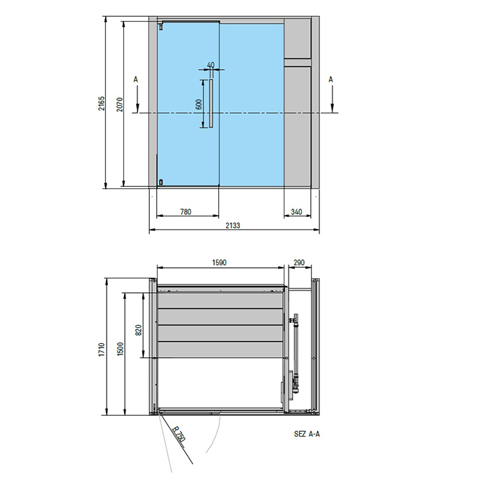 Effegibi One H Filo Сауна 214x171h217 см, пристенная L.H., цвет Stone LO 61 02 0002