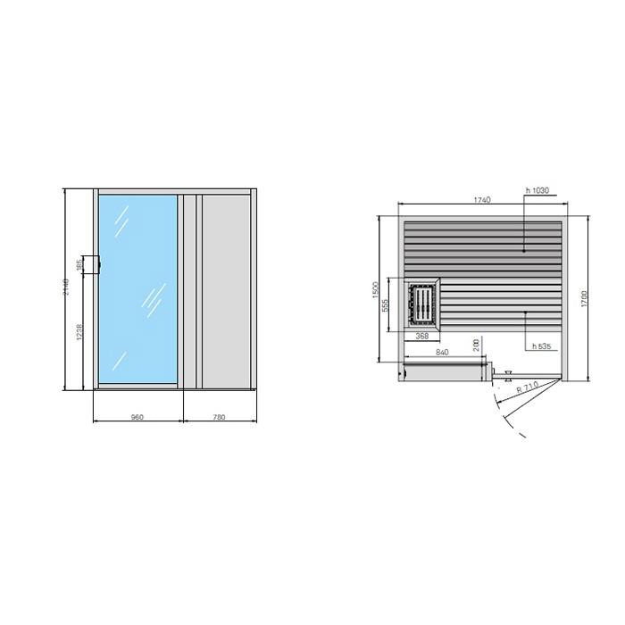 Effegibi Yoku S Door Био-Сауна 174x170h214 см, DX, цвет черный орех BI 70 20 0013