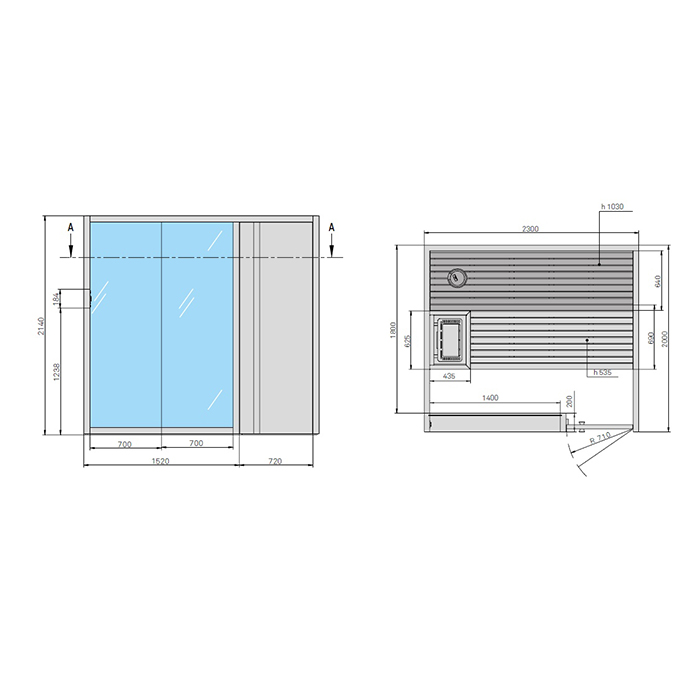 Effegibi Yoku S Door Сауна 230x200h214 см, SX, цвет черный орех SA 70 20 0002