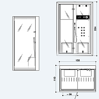 Jacuzzi Frame IN2 Душевая кабина 150x110xh224 см, пристенная, термостат, цвет чёрный/хром 9448-27619