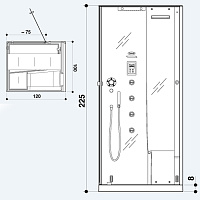 Jacuzzi Omega Душевая кабина, 120х100хh225 см, угловая DX, цвет черный/хром 9547-12219 Dx