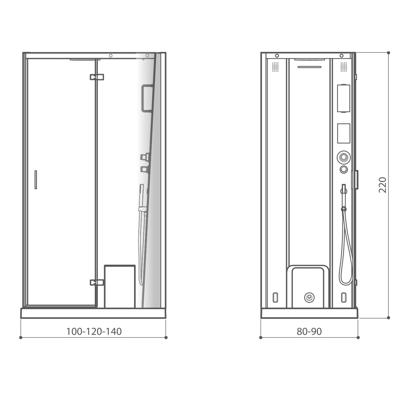 Jacuzzi Cloud 120 Base Душевая кабина, 120x80xh220 см, Dx, цвет белый/хром 9448-300A Dx