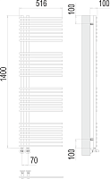 Terminus Астра Полотенцесушитель водяной для гвс 51,6x140h, цвет без покрытия 4670078530516