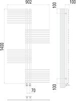 Terminus Европа Полотенцесушитель водяной для гвс 90,2x140h, цвет без покрытия 4670078530639