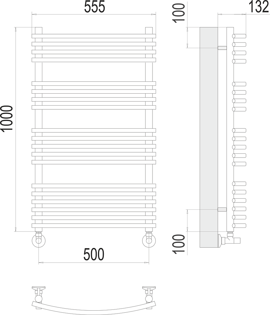 Terminus Марио Полотенцесушитель водяной для гвс 55,5x100h, цвет без покрытия 4670078530745