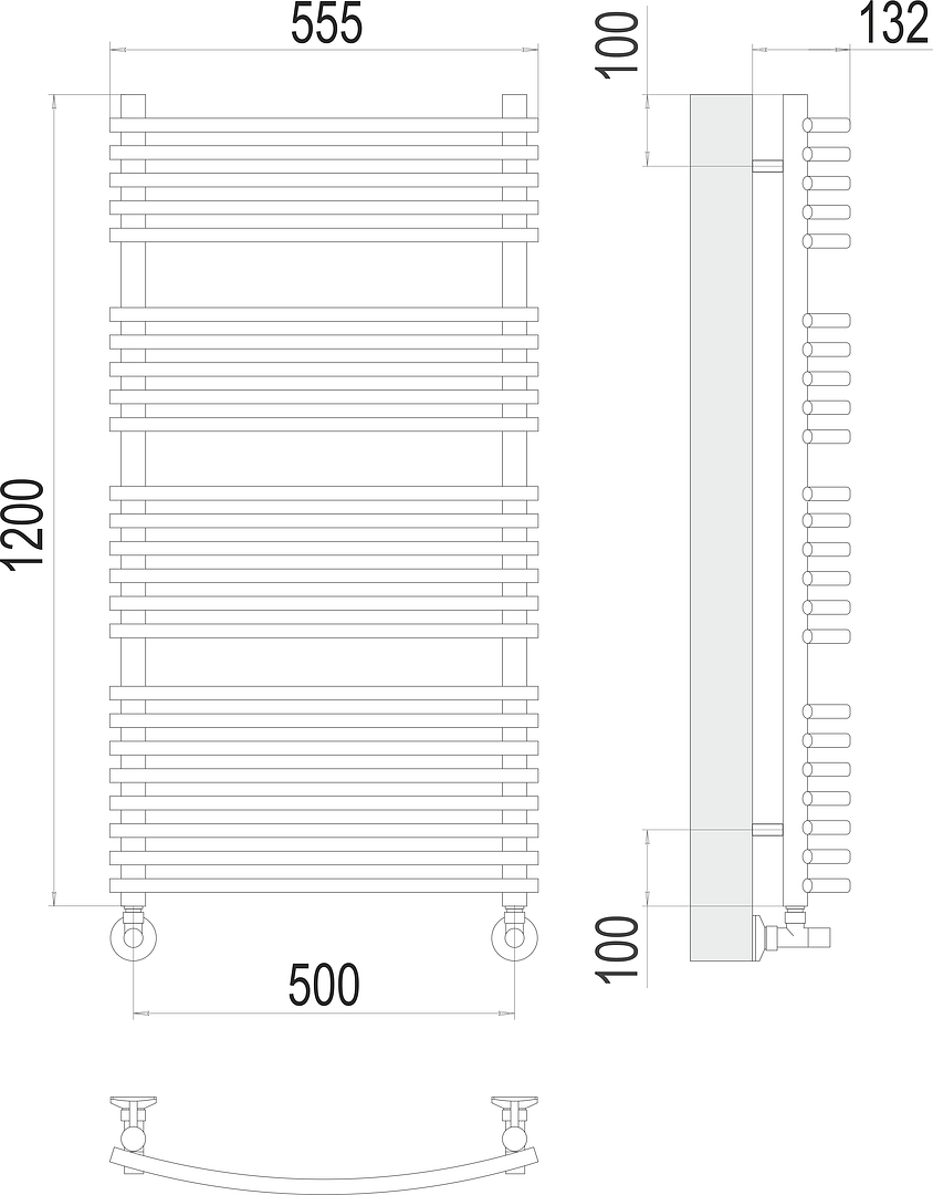 Terminus Марио Полотенцесушитель водяной для гвс 55,5x120h, цвет без покрытия 4670078530752