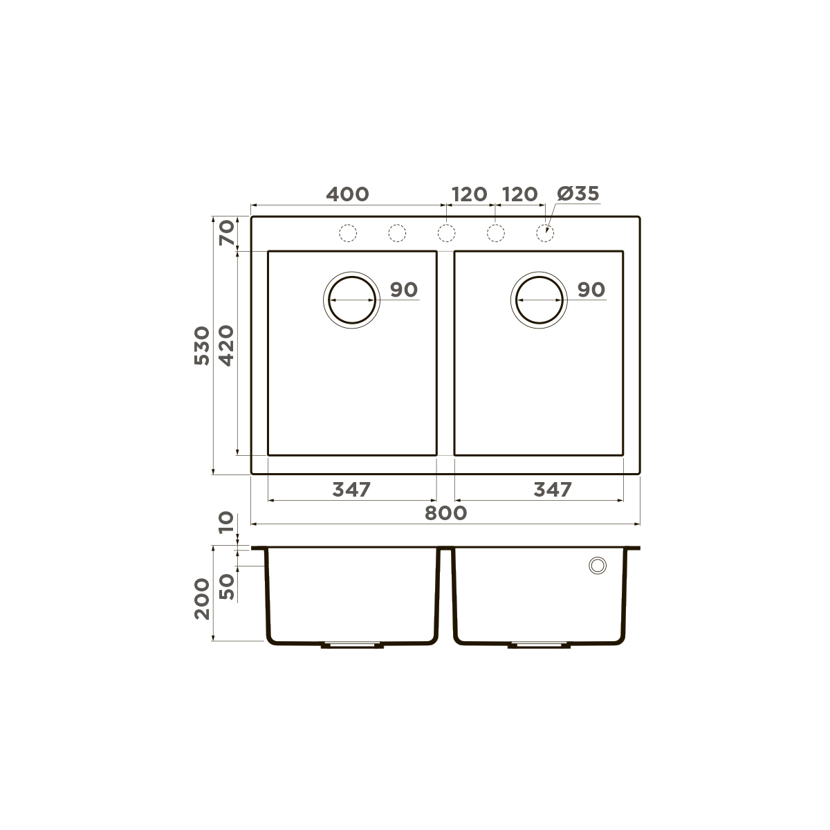 Omoikiri Bosen 80-2-WH Кухонная мойка Tetogranit 80x53 см, цвет: белый 4993839