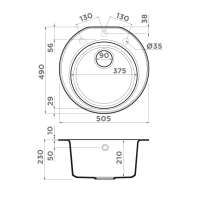 Omoikiri Miya 50-R-WH Кухонная мойка Tetogranit 50,5x49 см, цвет: белый 4993506