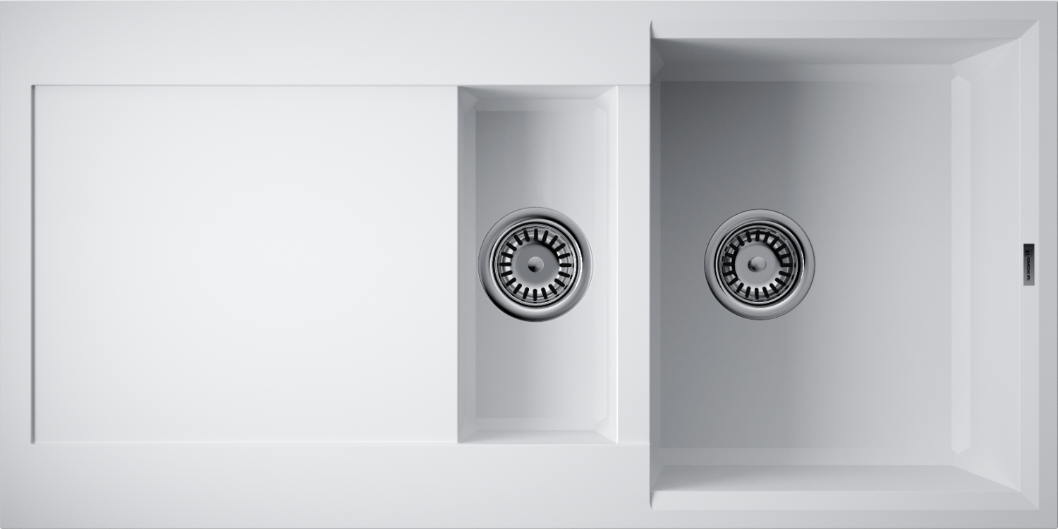 Omoikiri Sakaime 100-2-WH Кухонная мойка Tetogranit 100x50 см, цвет: белый 4993895