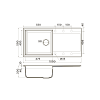 Omoikiri Sakaime 100-GR Кухонная мойка Tetogranit 100x50 см, цвет: leningrad grey 4993561