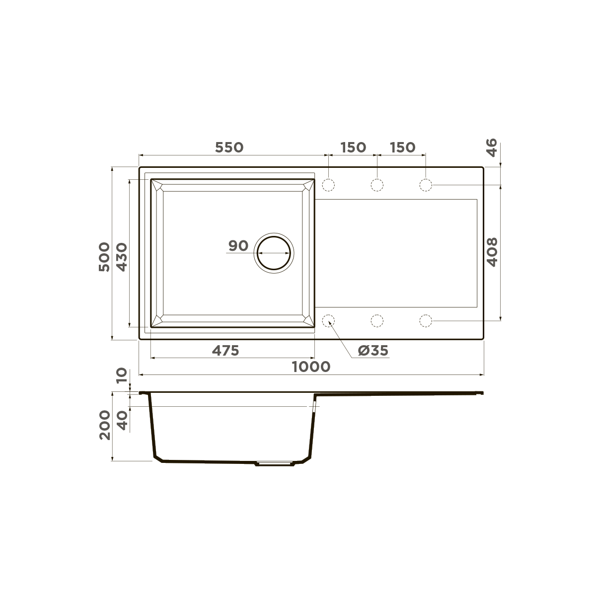 Omoikiri Sakaime 100-SA Кухонная мойка Tetogranit 100x50 см, цвет: бежевый 4993886