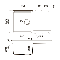 Omoikiri Sakaime 79-BL Кухонная мойка Tetogranit 79x50 см, цвет: черный 4993276