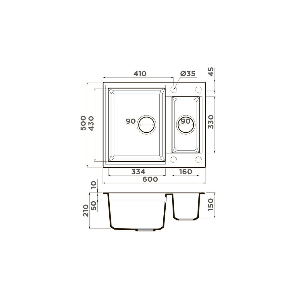 Omoikiri Sakaime 60-2-PL Кухонная мойка Tetogranit 60x50 см, цвет: платина 4993915