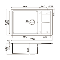 Omoikiri Sumi 78-LB-BE Кухонная мойка Tetogranit 78x50 см, цвет: ваниль 4993720