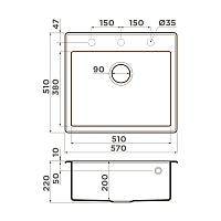 Omoikiri Tedori 57-CH Кухонная мойка Tetogranit 57x51 см, цвет: шампань 4993985