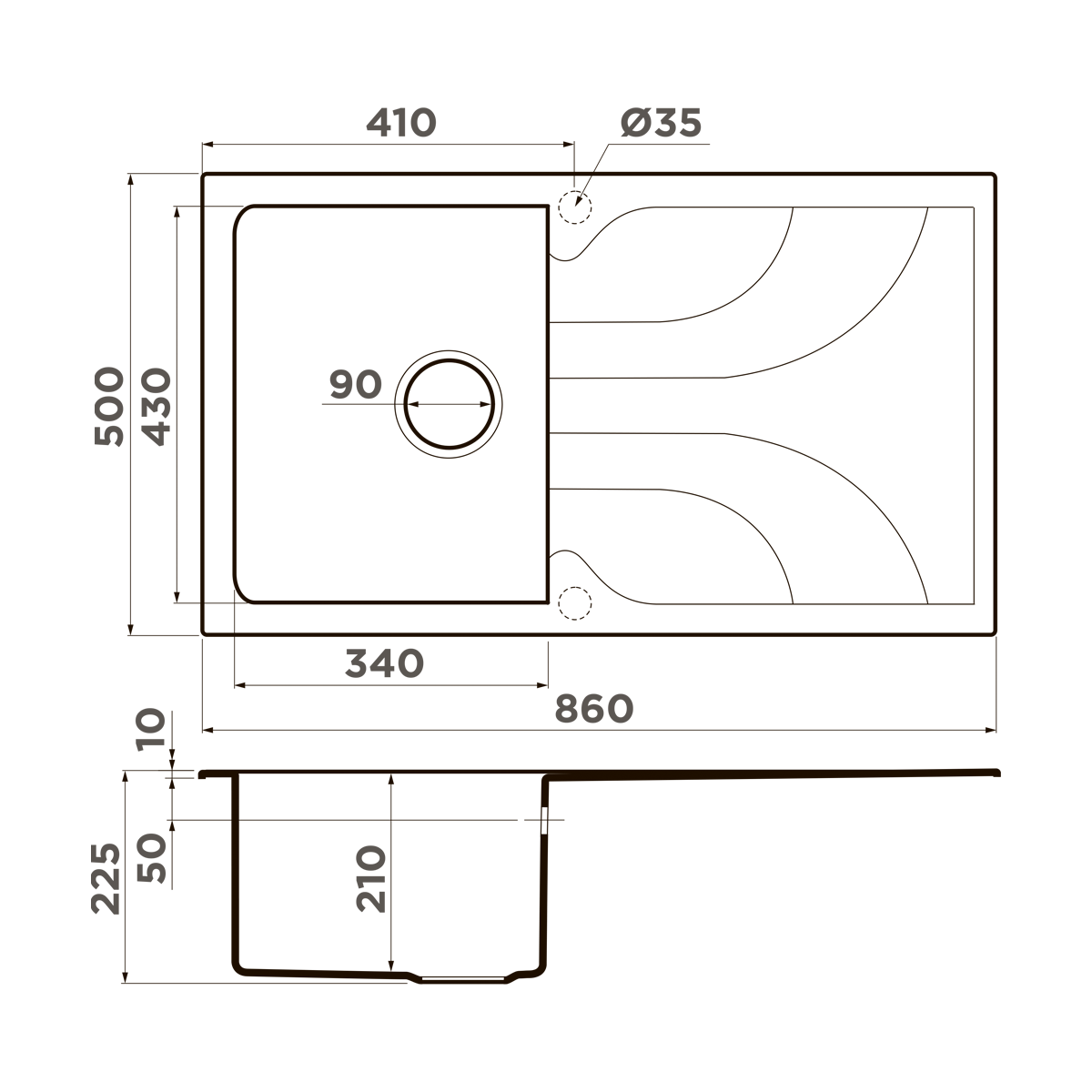 Omoikiri Yasugata 86-WH Кухонная мойка Tetogranit 86x50 см, цвет: белый 4993871