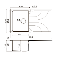 Omoikiri Yasugata 86-WH Кухонная мойка Tetogranit 86x50 см, цвет: белый 4993871