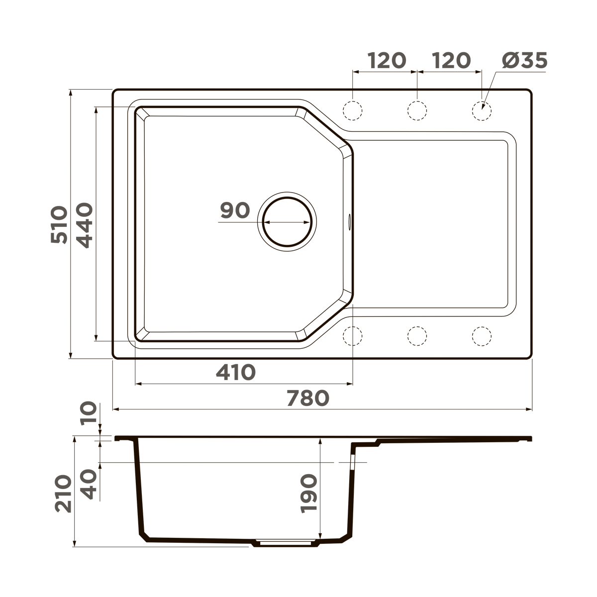 Omoikiri Yonaka 78-SA Кухонная мойка Artgranit 78x51 см, цвет: бежевый 4993709