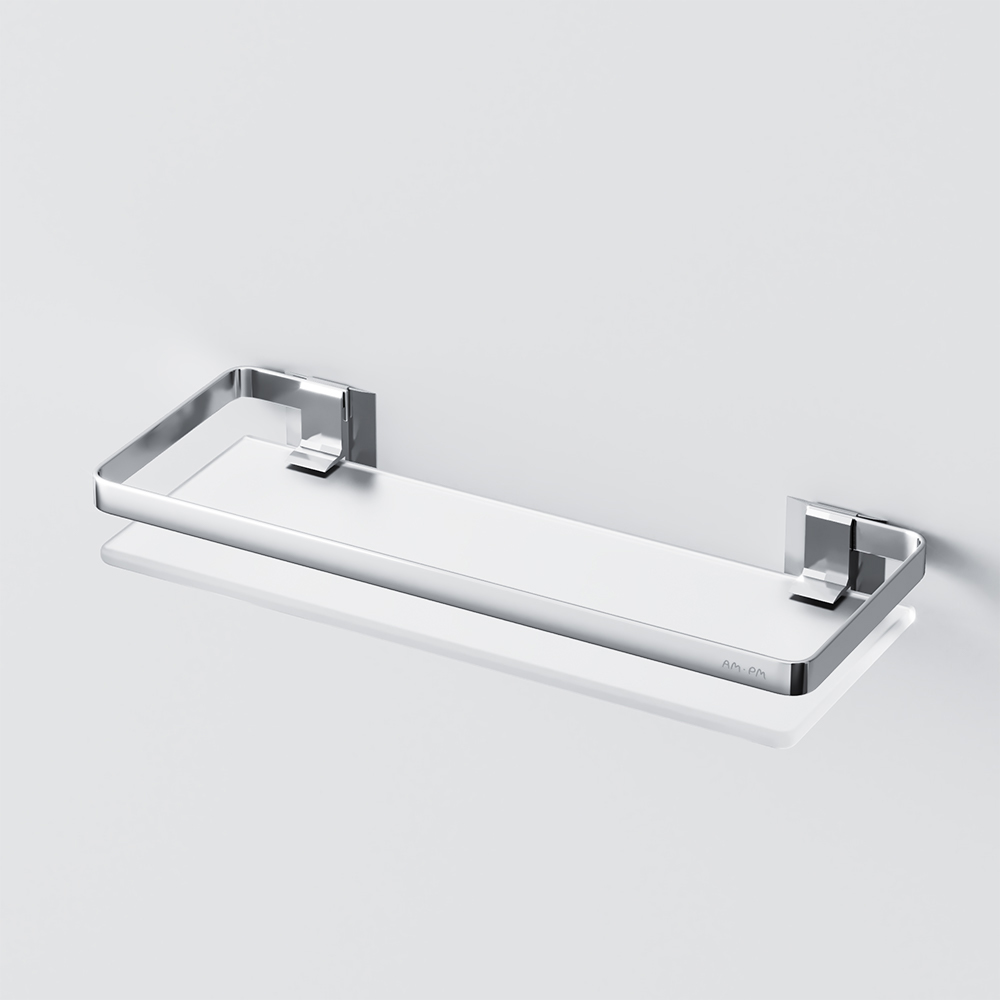 Am.Pm Sense L Полка стеклянная 32x13 см, подвесная, стекло матовое, цвет: серебро A7455100