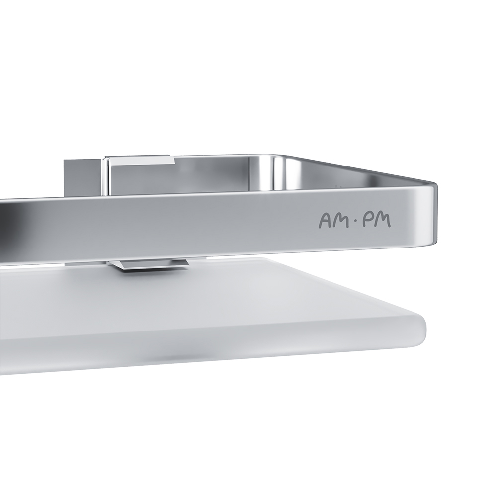 Am.Pm Sense L Полка стеклянная 32x13 см, подвесная, стекло матовое, цвет: серебро A7455100