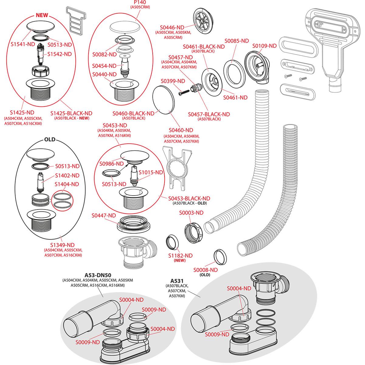 Alcaplast Сифон для ванны click/clack, металл, цвет: хром A504CKM-120
