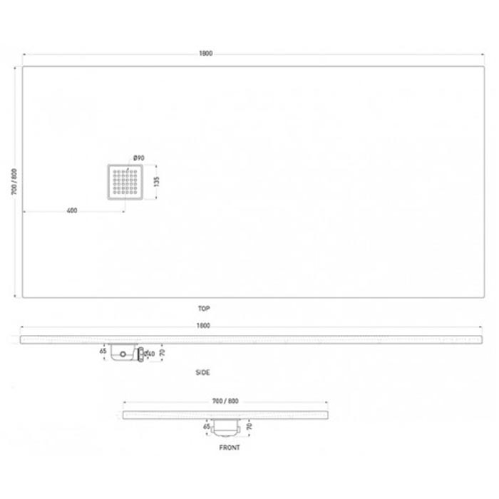 Cielo Infinito Душевой поддон 70x180xh3 см, прямоугольный, цвет: Basalto PD370180BA