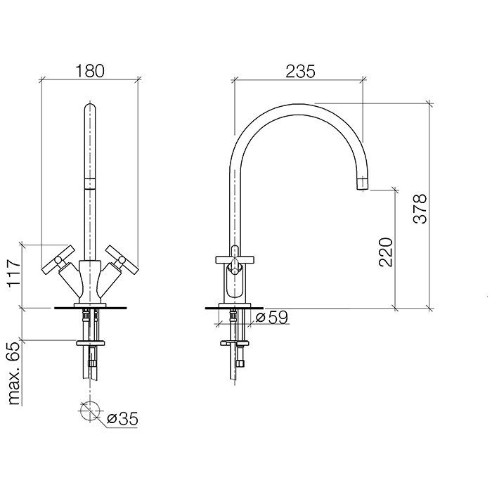 Dornbracht Tara Смеситель на 1 отв., цвет: хром 22815892-00
