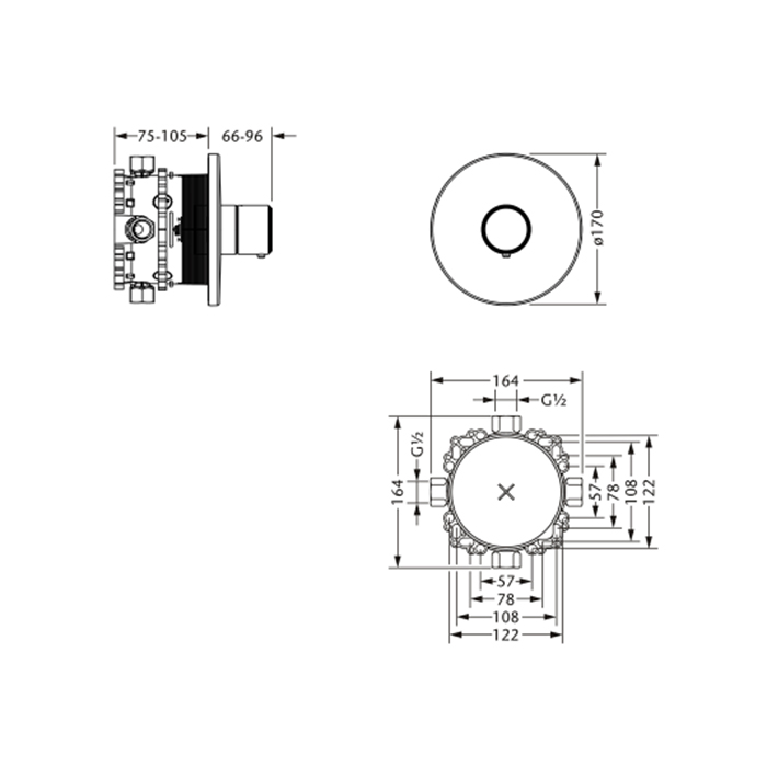 Jorger Cronos Crystal Термостат для душа скрытого монтажа, цвет: хром 637.40.460.000