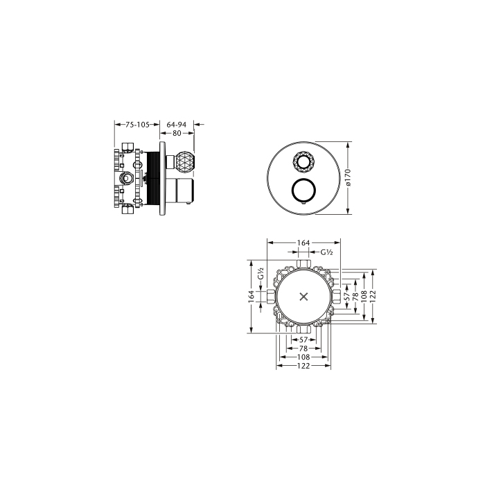 Jorger Cronos Crystal Термостат для душа скрытого монтажа, цвет: хром 637.40.360.000
