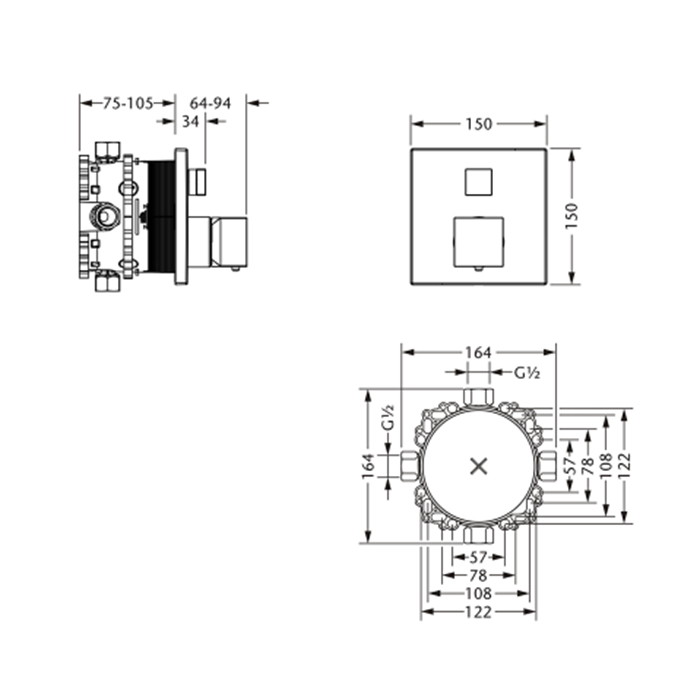 Jorger Empire II Термостат для душа скрытого монтажа, цвет: хром 626.40.380.000