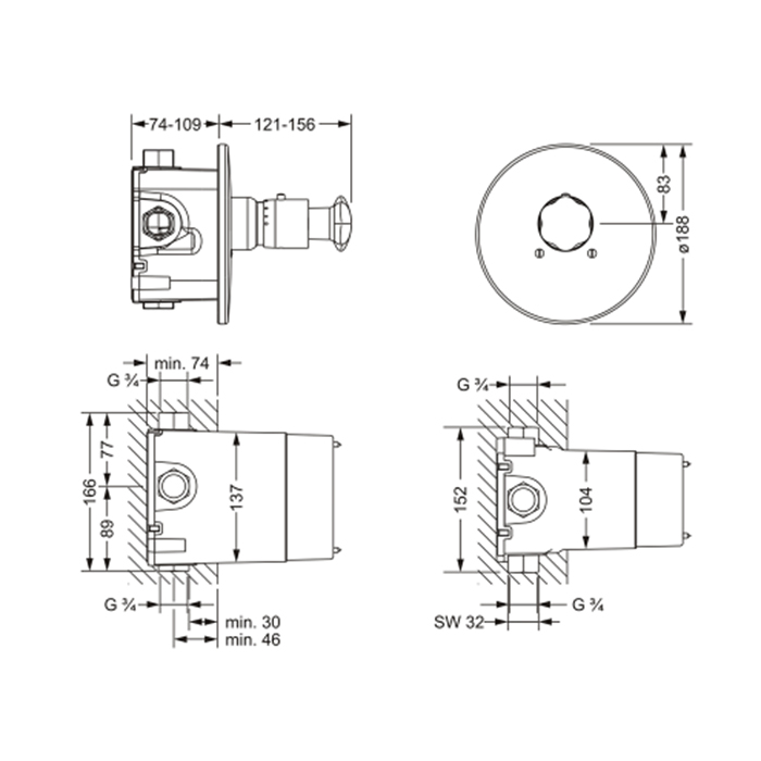 Jorger Florale Lotos Minarett Термостат для душа скрытого монтажа, цвет: хром 600.40.560.000