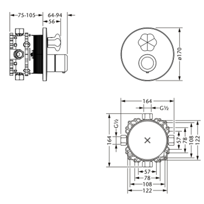 Jorger Florale Lotos Minarett Термостат для душа, с запорным вентилем, цвет: хром 600.40.360.000