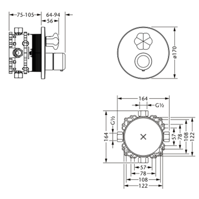 Jorger Florale Lotos Minarett Термостат для душа, с запорным вентилем, цвет: хром 600.40.380.000
